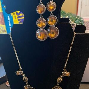 Amber and Gold Drop Earrings